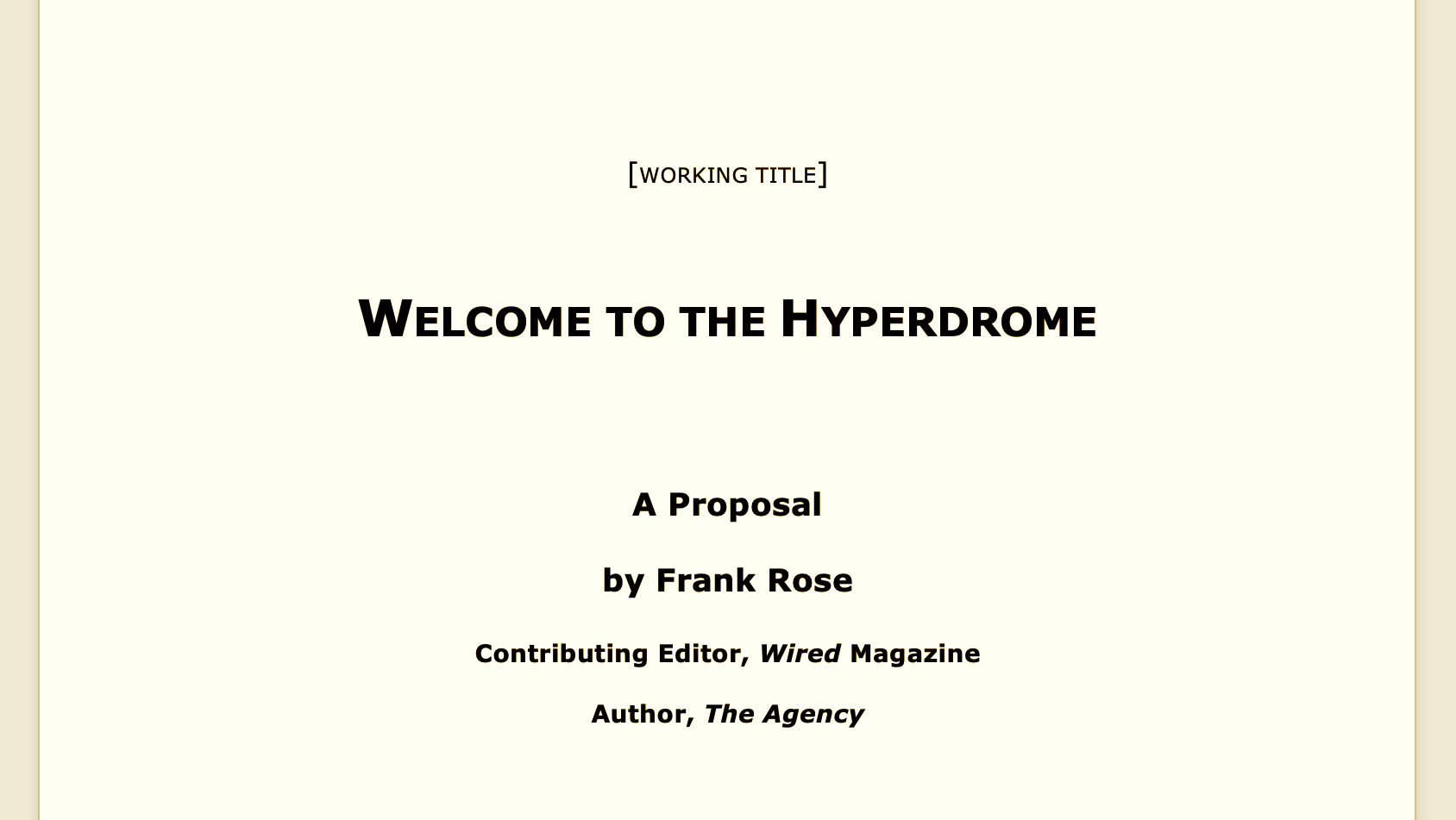 Welcome to the hyperdrome