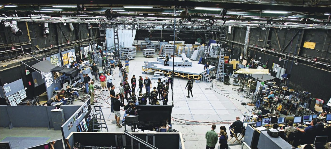 James Cameron directing Avatar on a soundstage in Los Angeles